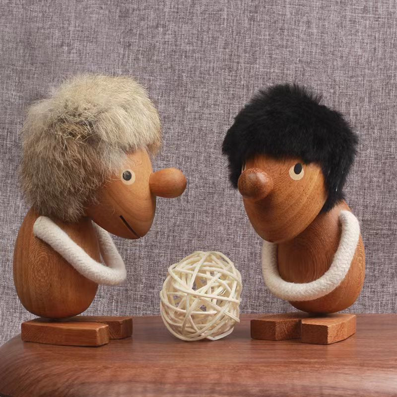 VKXK Nordic teak wood Viking puppet ornaments, suitable for home desktop, car, gift