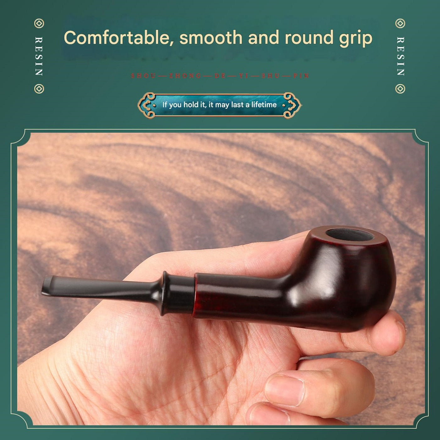 DHYJ Classic rosewood apple pipe, removable and washable, acrylic resin mouthpiece, filter pipe
