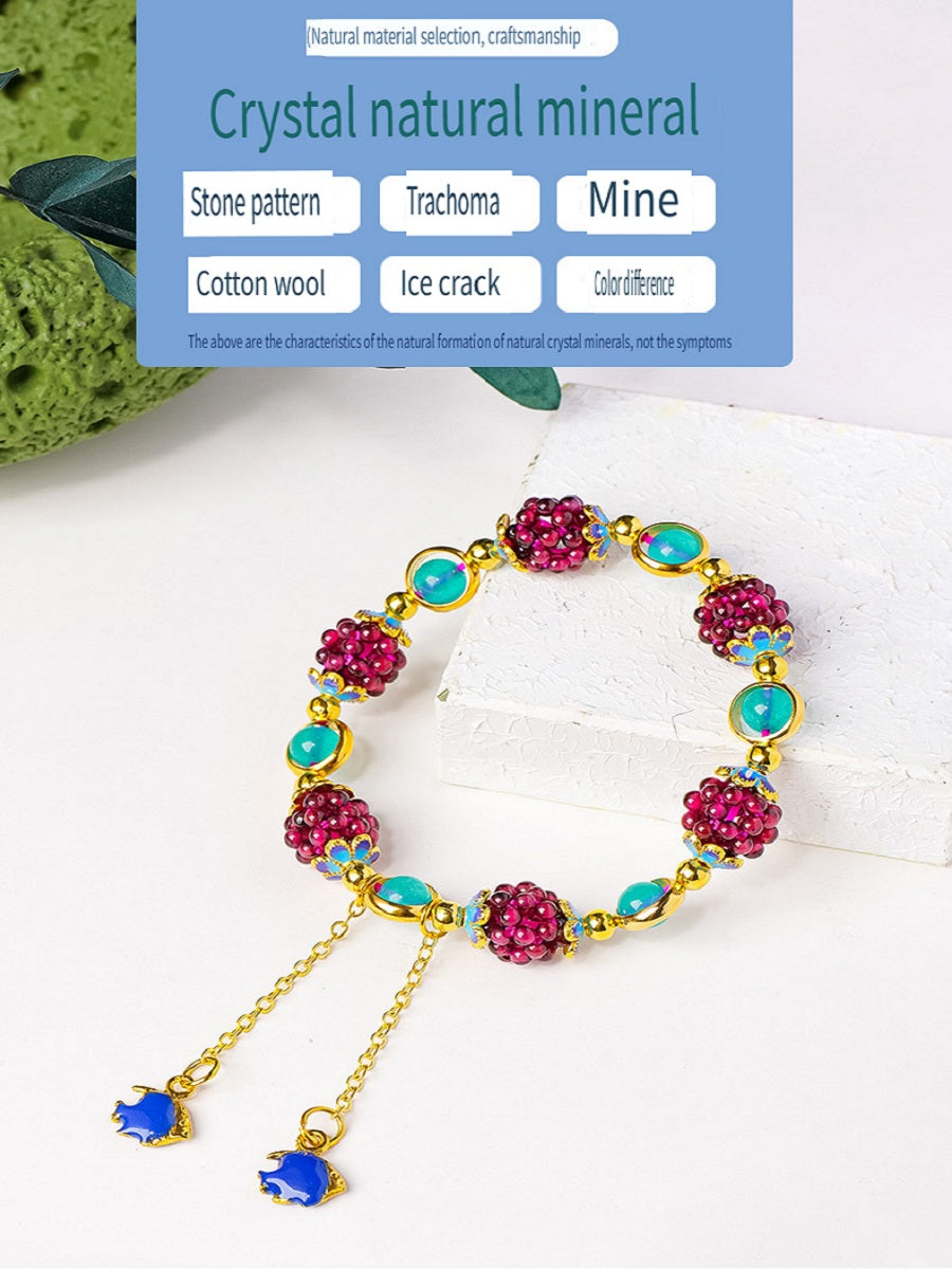 RYS Woven natural garnet ball bracelet, hollow design, grape ball, ladies single-layer bracelet