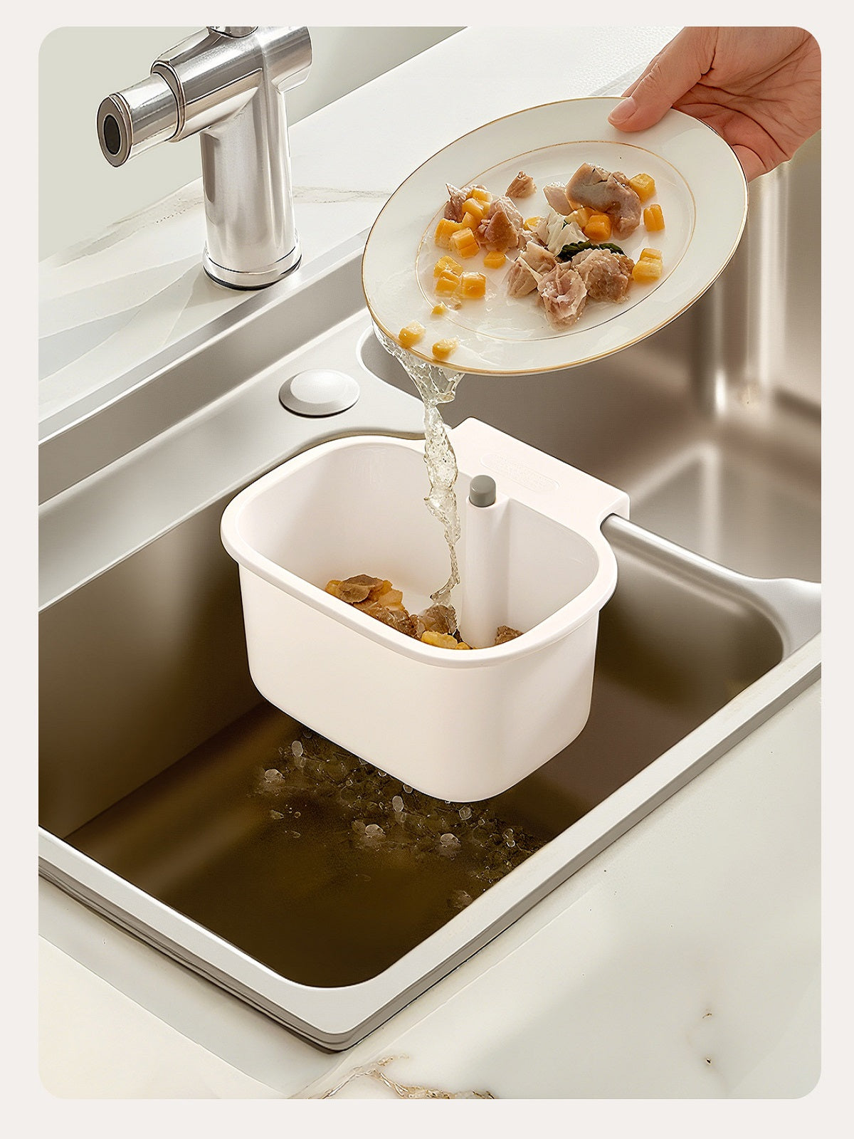 FaSoLa Filter hanging cleaning basket, one-button opening and closing at the bottom, food residue filtration, kitchen sink drain basket