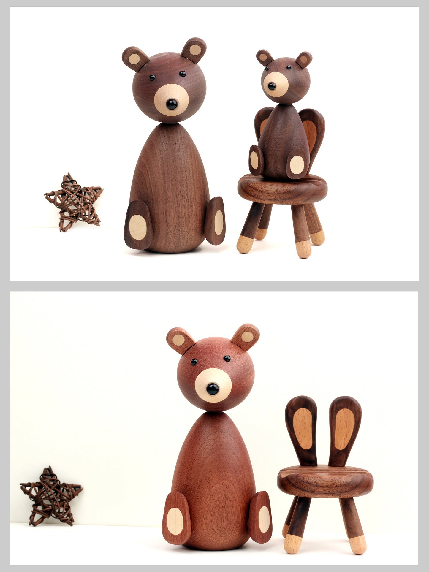 VKXK Danish style black walnut black bear ornaments, home decoration, handmade