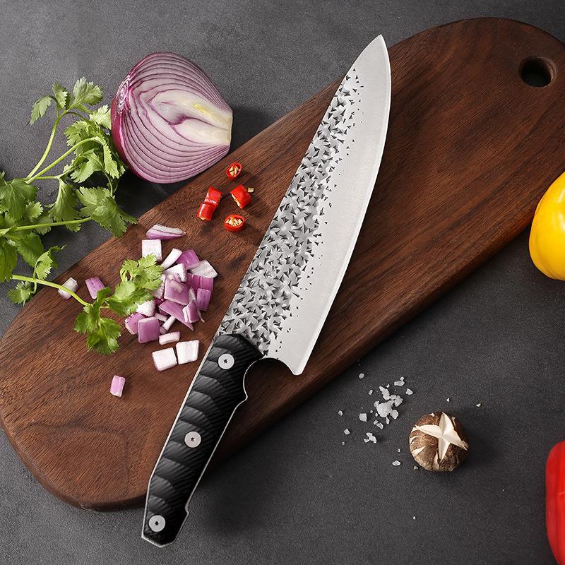 HFD Hand-forged hammered chef's knife, molybdenum vanadium steel handle fiber material, home use