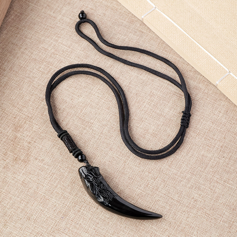 APENG Ice obsidian wolf Head pendant, personalized pendant necklace