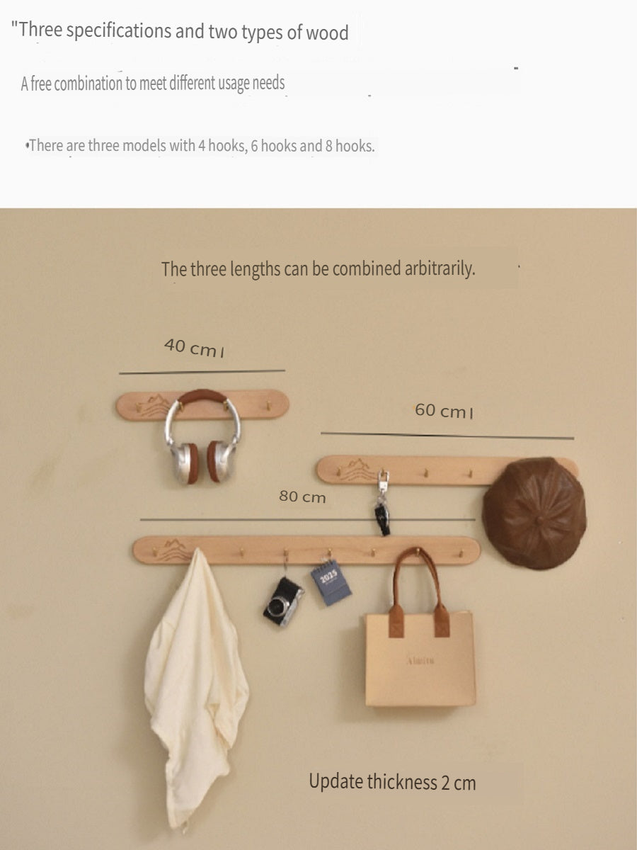MYZD North American black walnut/beech solid wood coat hooks, 4-8 hooks optional