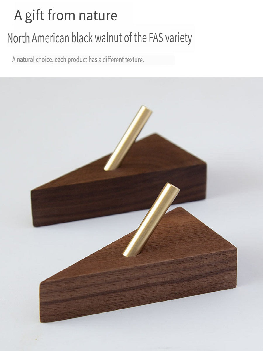 XMT Scandinavian-style solid wood hook, two installation methods, made of black walnut, beech brass, handmade