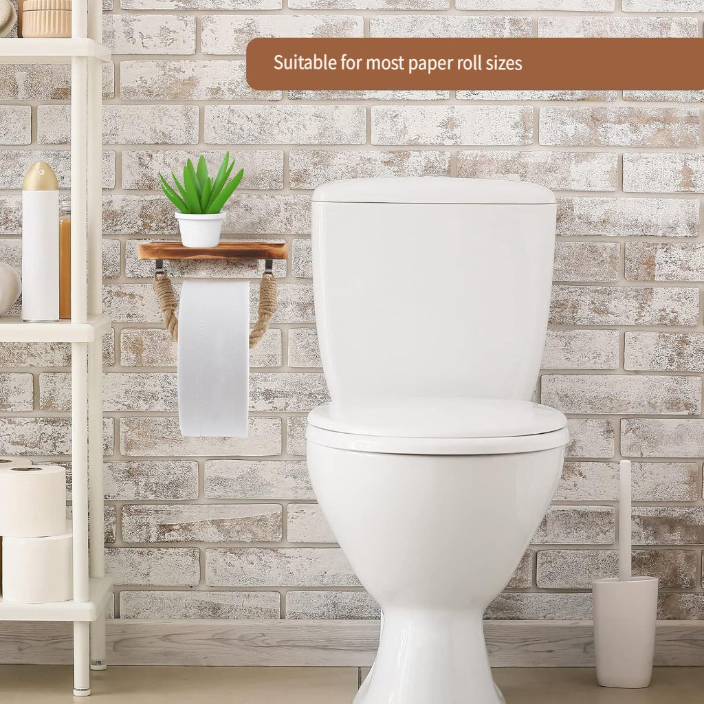 XMT European Retro Style Toilet Paper Holder With Shelves Pine Easy To Install