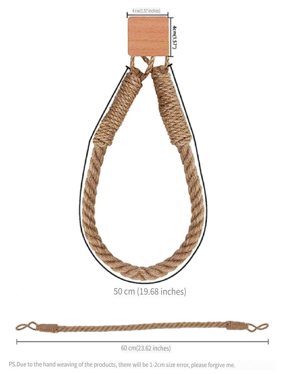 XMT Paper Roll Holder Made of Beech and Hemp Rope, Two Ways of Installation