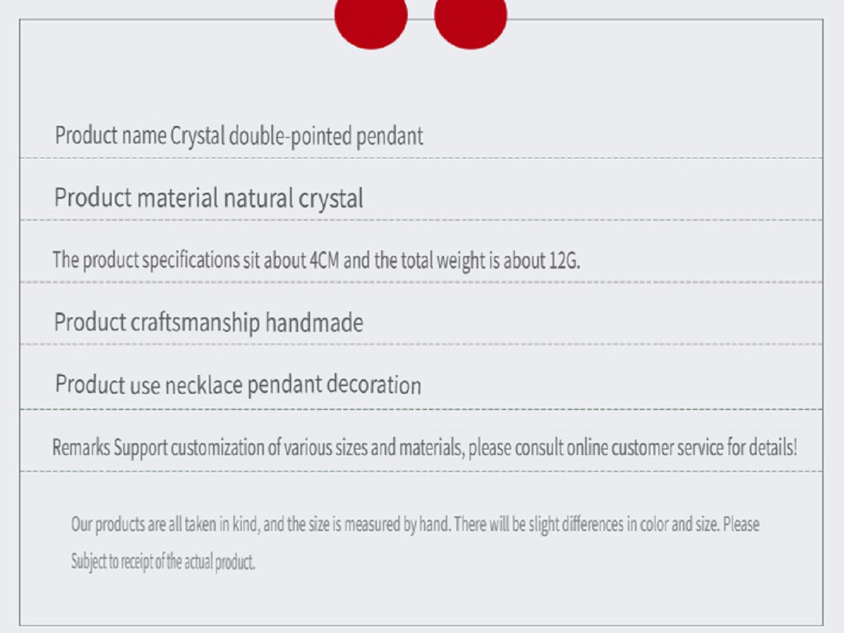 RYS Natural crystal gemstone hexagonal double pointed column pendant necklace, double moon five-pointed star necklace