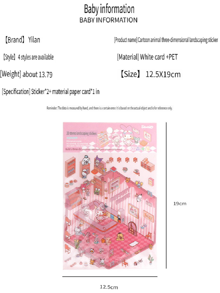 ERANC Three-dimensional cartoon  miniature scene stickers, collage landscaping stickers, hand account materials, diy stickers