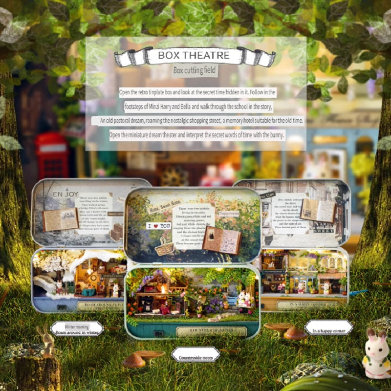 CUTE ROOM DIY box theater, hand-assembled model toys, including LED lights, brackets and dolls, gifts for children