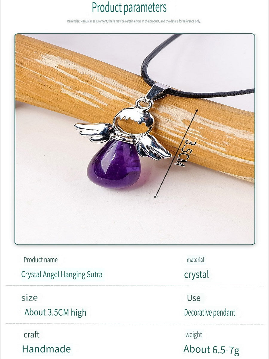 APENG Natural crystal gemstone drop angel Pendant