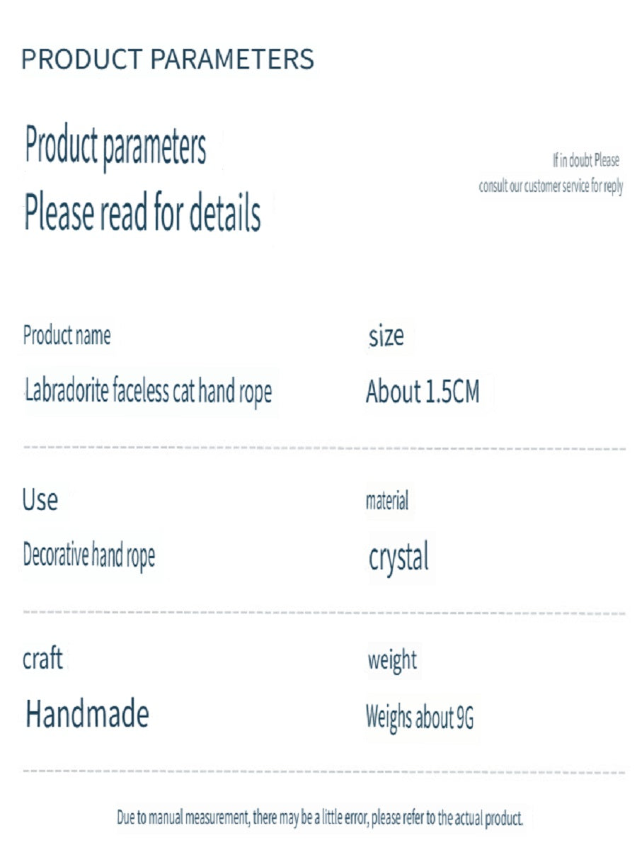 RYS Natural labradorite faceless cat hand-woven bracelet, simple and stylish