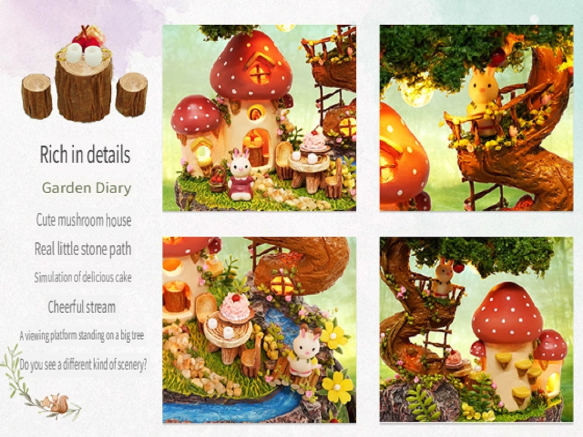 CUTE ROOM DIY wooden villa, hand-assembled, rotatable, playing music, assembling model toys, gifts for children