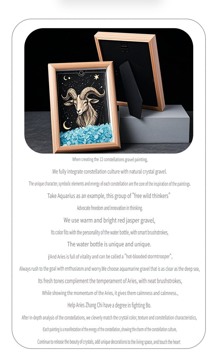 RYS Natural crystal gravel Twelve Constellations Photo frame decoration, crystal DIY hanging Artist Home Desktop Decoration