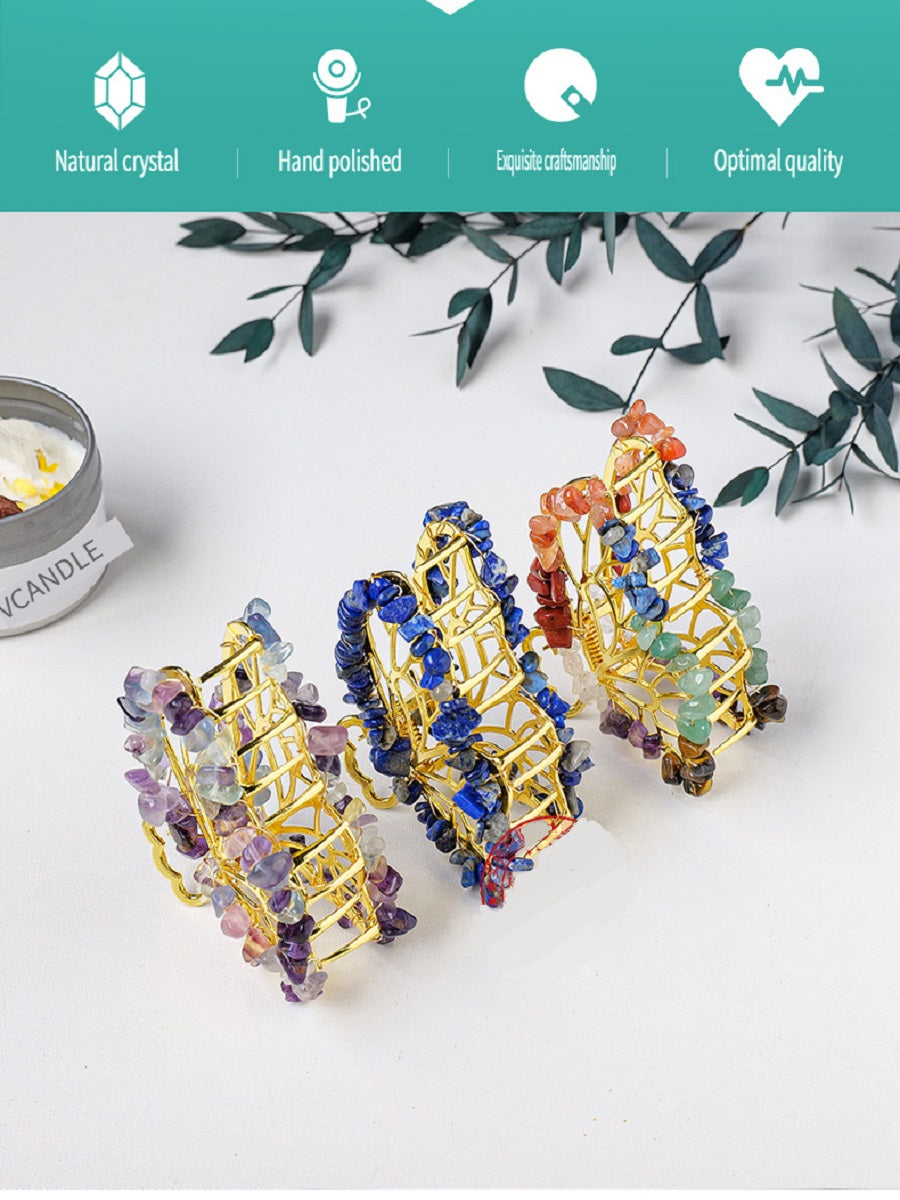 APENG Natural crystal gemstone gravel alloy butterfly hairpin