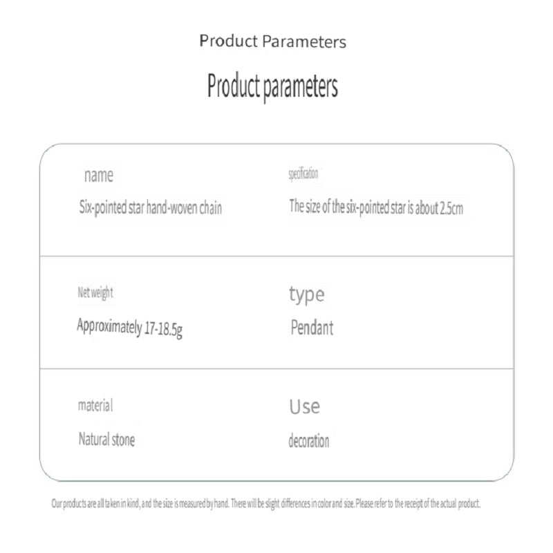 RYS Natural crystal rough stone hand-woven six-pointed star bracelet