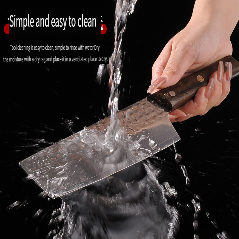 HFD Women's chef's knife, multi-purpose, suitable for slicing and chopping bones, forged from Damascus steel with a wooden handle