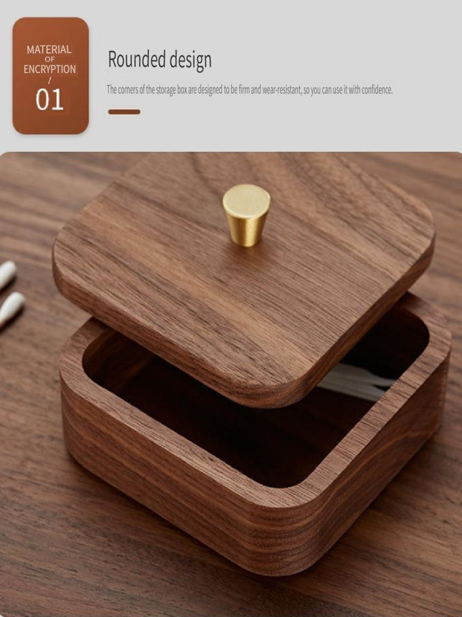 YZBZ Black Walnut Dental Floss Swab Box, 1-3 Shelves