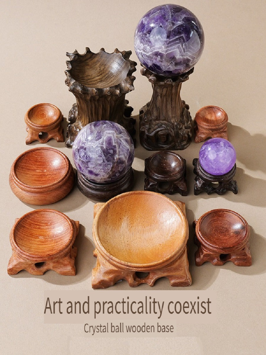 RYS Wooden root carved crystal ball base, home decoration