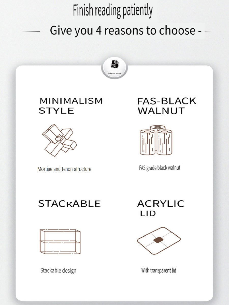 MYZD Black walnut 4-compartment dried fruit box, retro, simple, moisture-proof