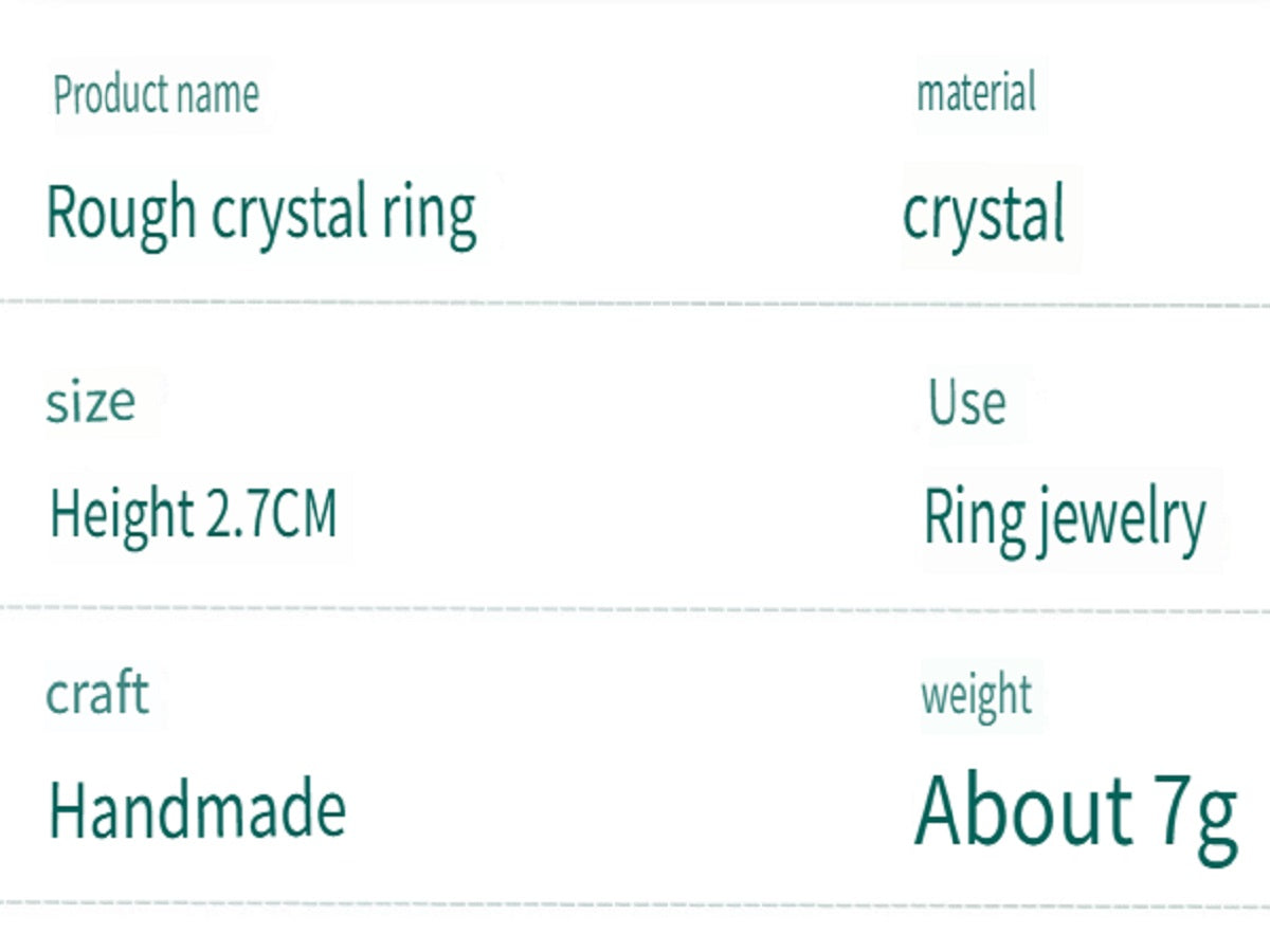 APENG European and American retro style natural crystal gemstone rough stone ring, polished surface, adjustable size