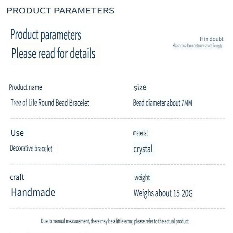 RYS Natural crystal gravel Tree of Life round bead bracelet, double-layer braided crystal bracelet