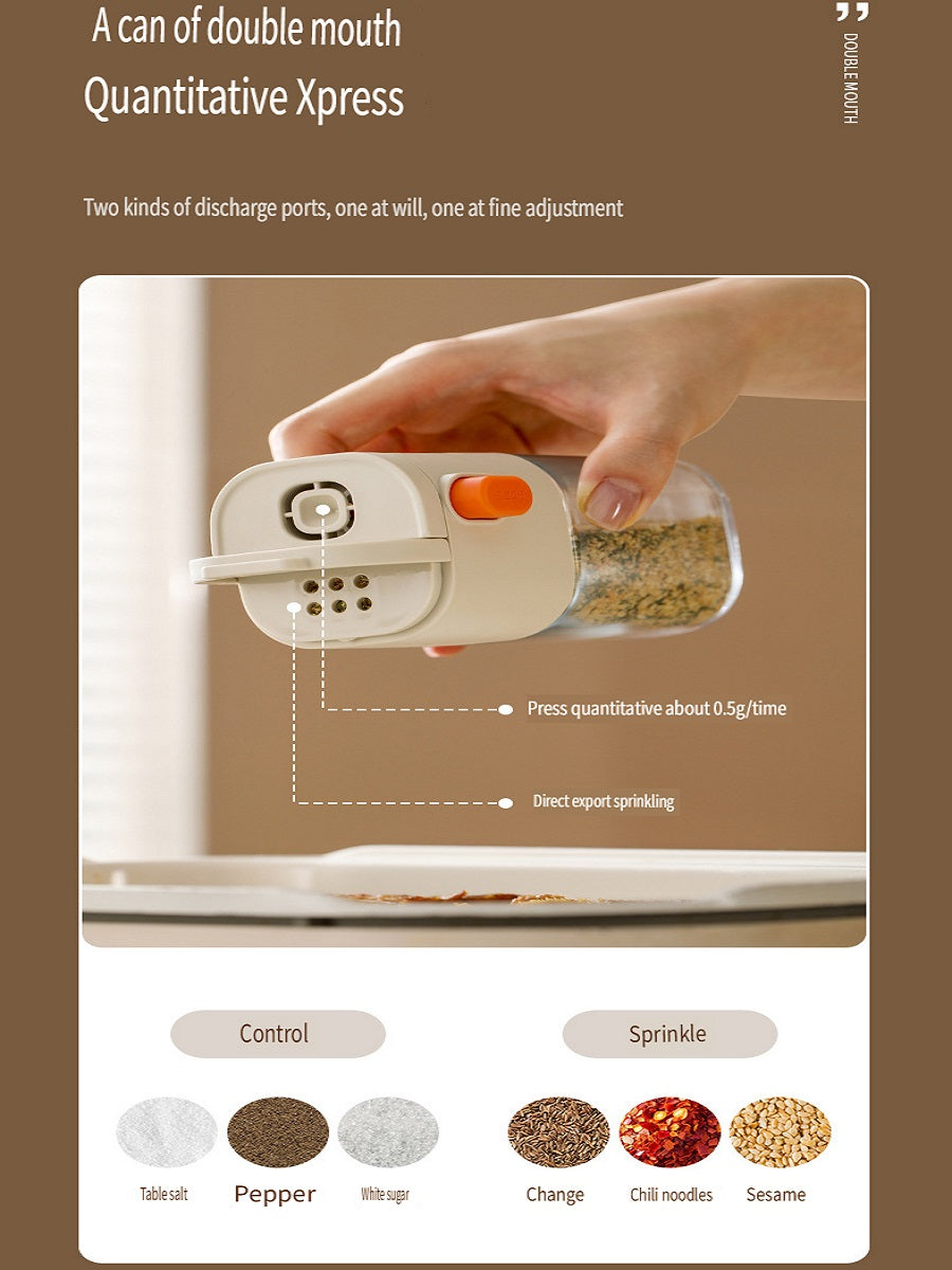 FaSoLa Kitchen glass seasoning bottle, suitable for solid seasoning, push-type, quantitative control，180ml