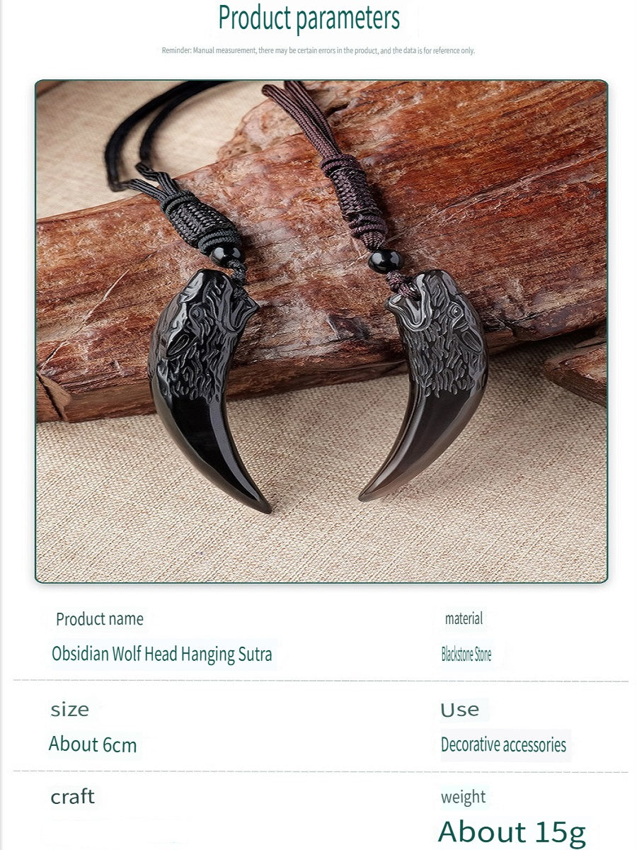 APENG Ice obsidian wolf Head pendant, personalized pendant necklace