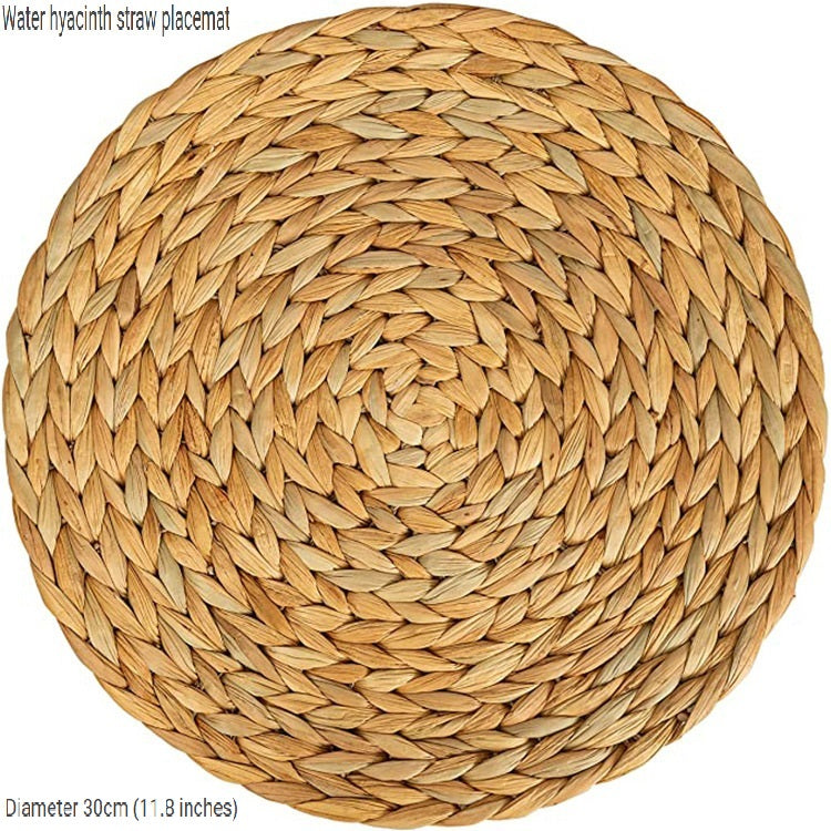 BGS Handmade Water Hyacinthus Grass Woven Placemats, Anti-scalding and Insulated Pot Mats, Round, Rectangular, Oval, Diameter 10-38cm (3.94-15 inches)