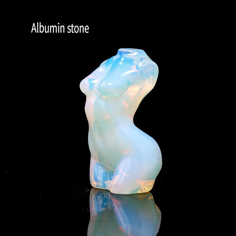 RYS Mini female model torso carved with natural crystal gems handicraft ornaments