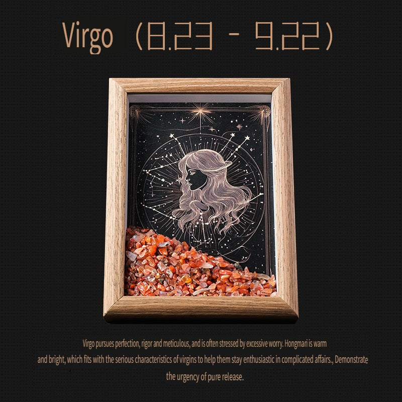 RYS Natural crystal gravel Twelve Constellations Photo frame decoration, crystal DIY hanging Artist Home Desktop Decoration