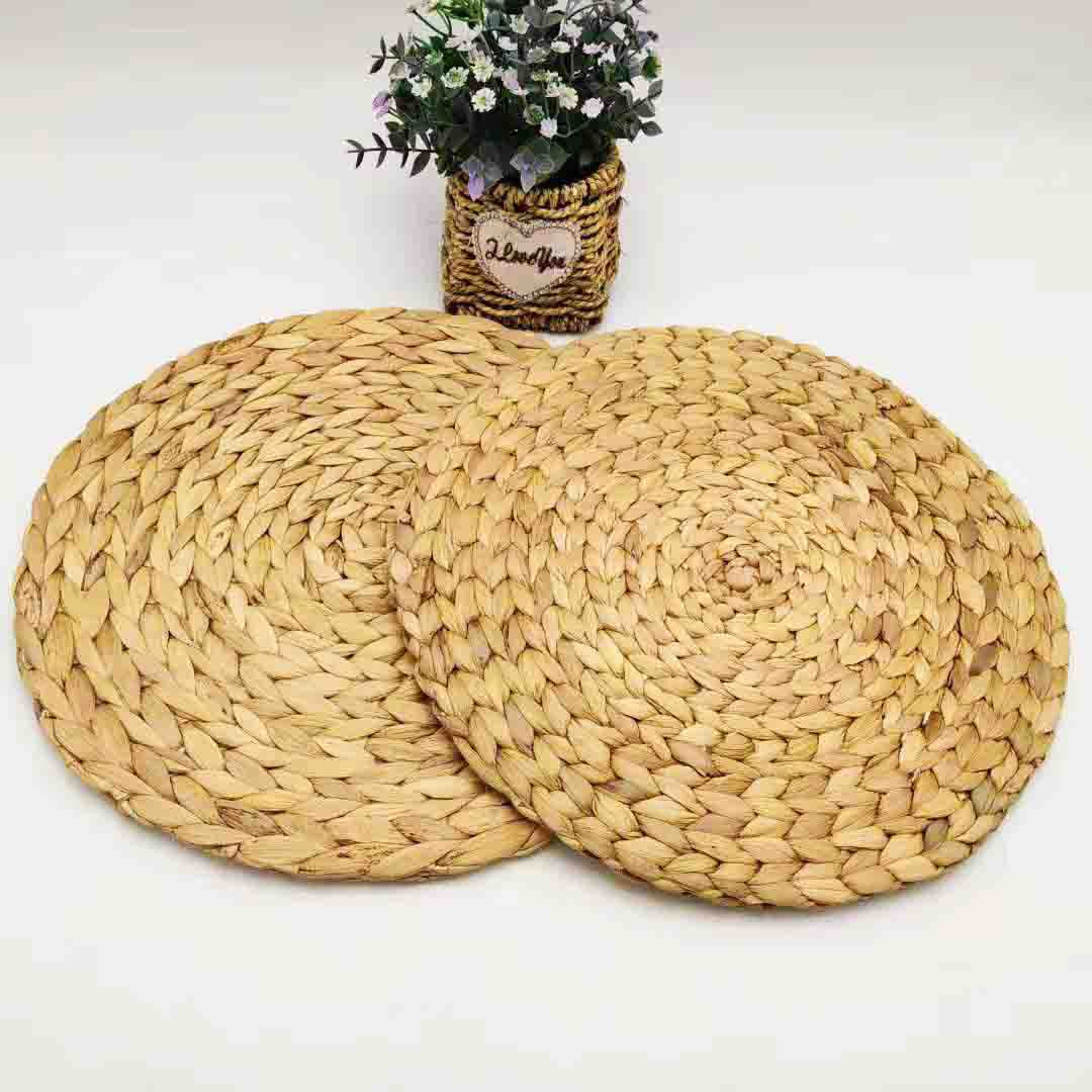 BGS Handmade Water Hyacinthus Grass Woven Placemats, Anti-scalding and Insulated Pot Mats, Round, Rectangular, Oval, Diameter 10-38cm (3.94-15 inches)