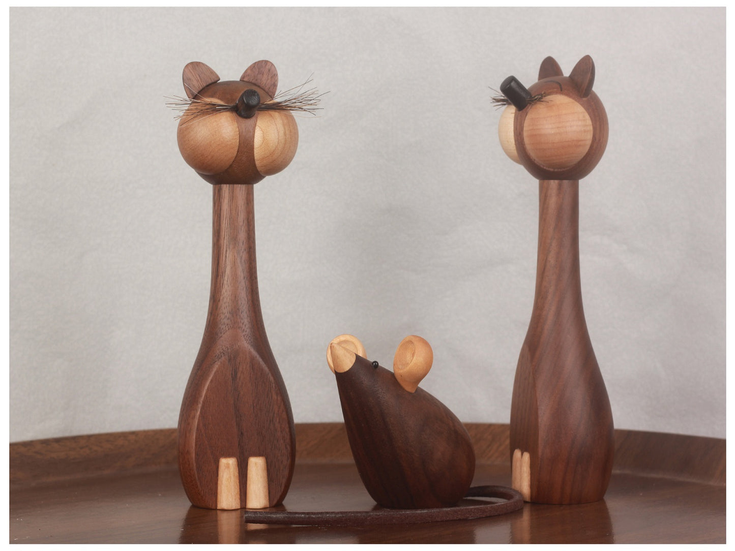 VKXK Nordic home solid wood cat and mouse, ornaments, study decorations, gifts