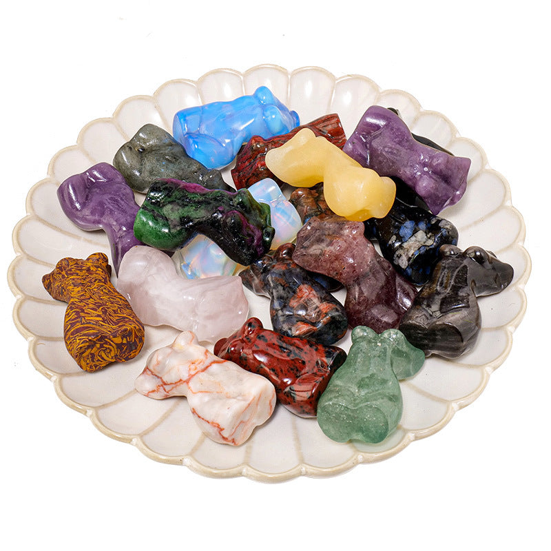 RYS Mini female model torso carved with natural crystal gems handicraft ornaments