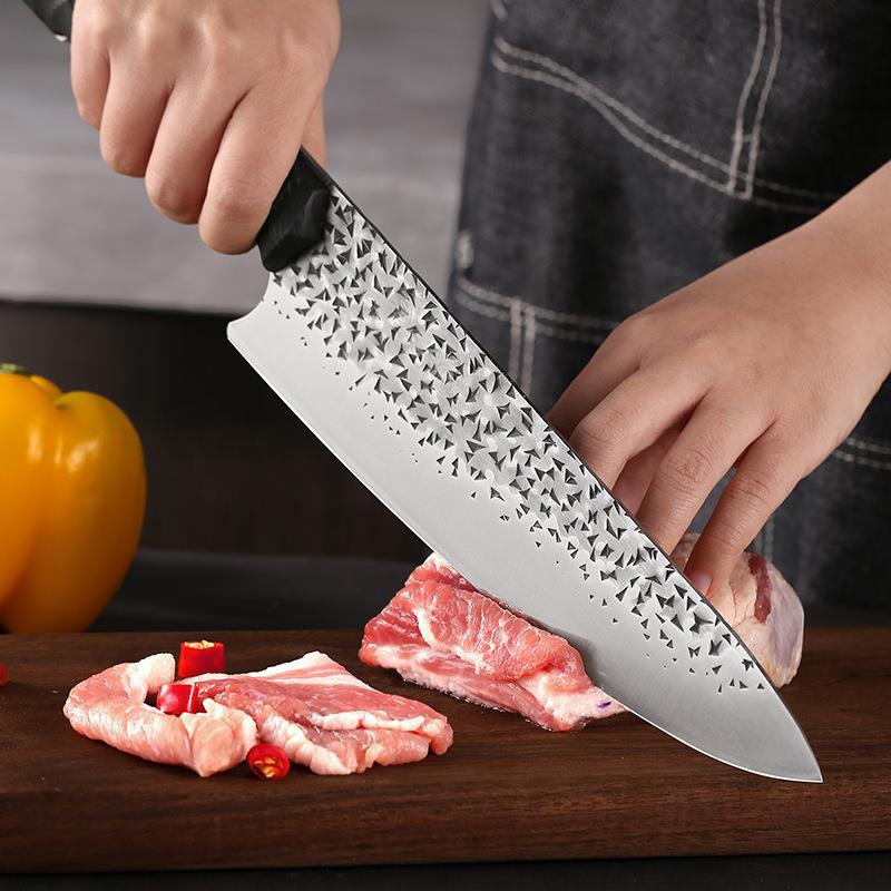 HFD Hand-forged hammered chef's knife, molybdenum vanadium steel handle fiber material, home use
