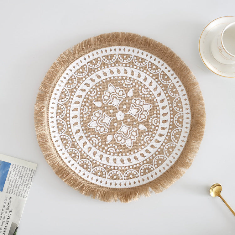 BGS Nordic jute hand-woven placemat, insulation pad, bottom coating, various styles, diameter 38/40cm