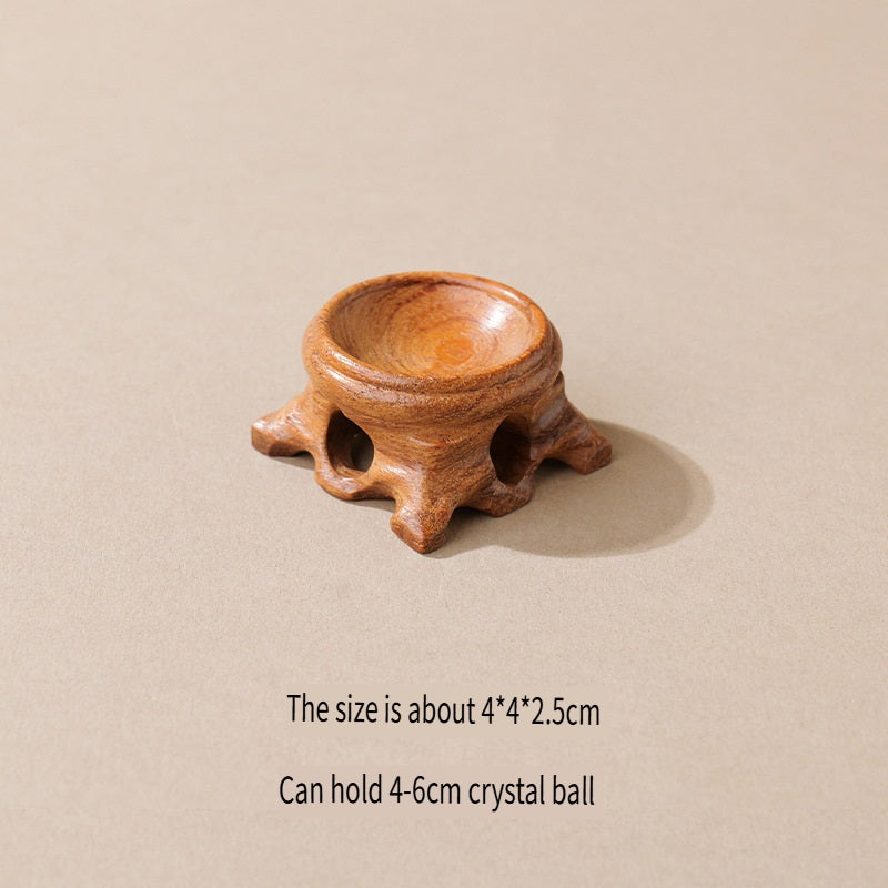 RYS Wooden root carved crystal ball base, home decoration