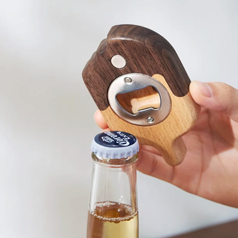 XMT Solid wood ice cream-shaped beer bottle opener, can be used as a magnetic refrigerator sticker