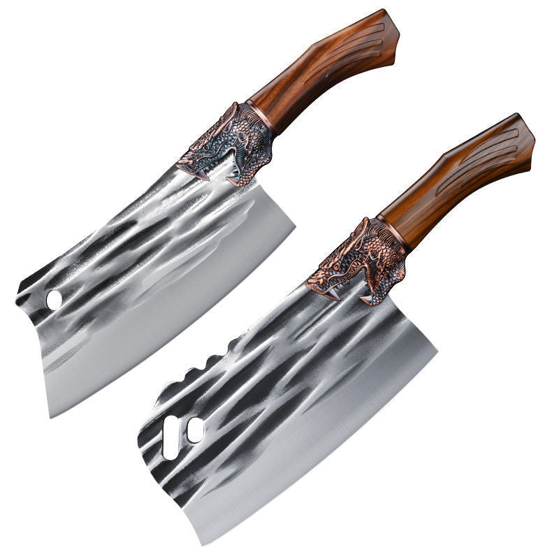 HFD Chef's special chopping and cutting knife, suitable for meat, poultry, vegetables, fruits, etc., wooden handle，forged, two-knife set