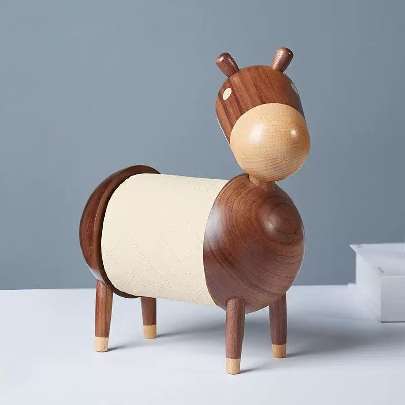 MSMY Creative cartoon donkey napkin holder made of solid wood
