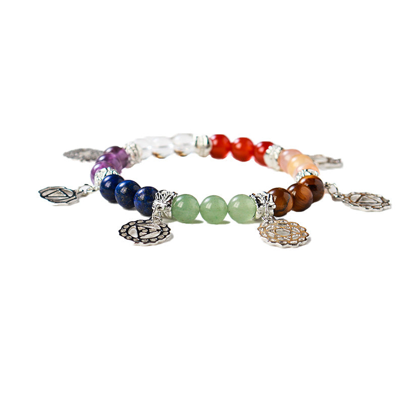 RYS Natural crystal gemstone bracelet, silver-plated colorful bracelet