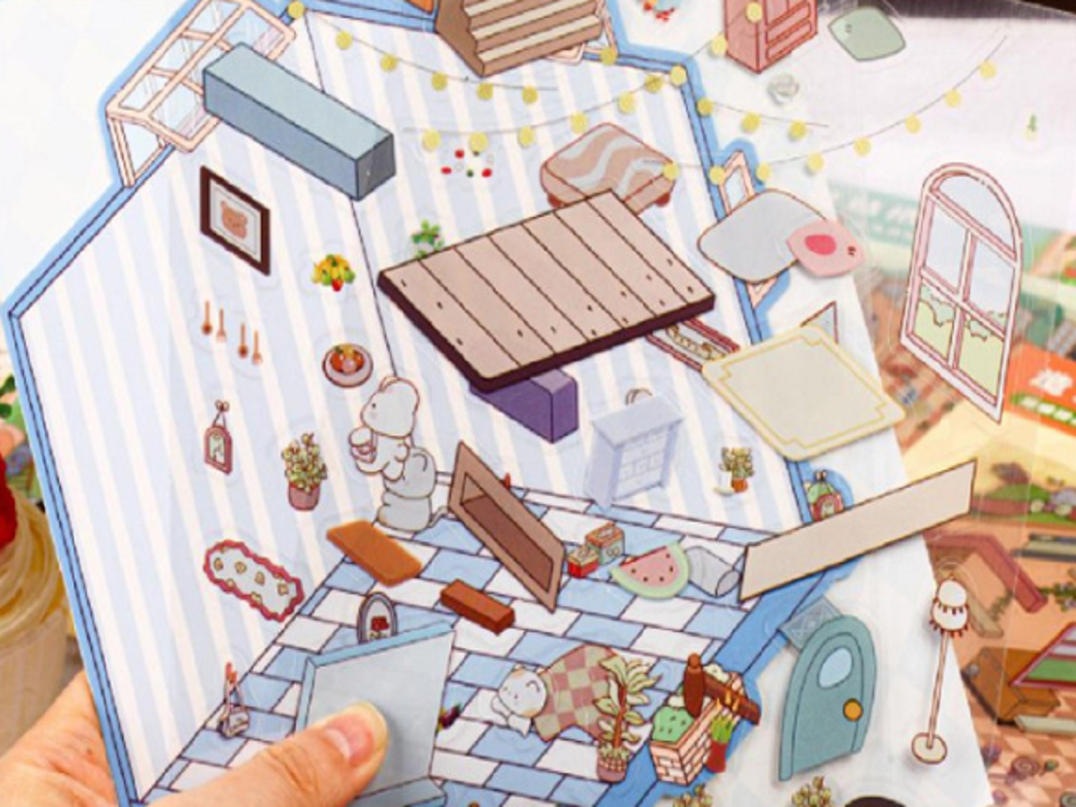 RetroStory Cartoon 3d three-dimensional large-size scene stickers, diy children's handmade decoration creative hand account landscaping stickers