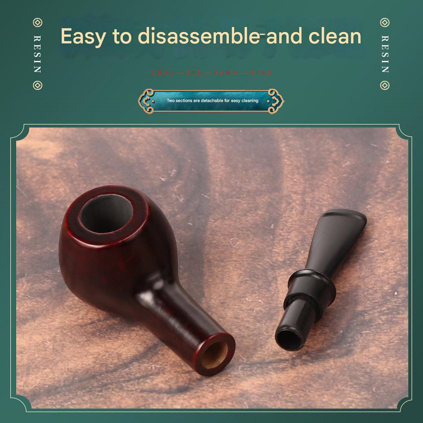 DHYJ Classic rosewood apple pipe, removable and washable, acrylic resin mouthpiece, filter pipe