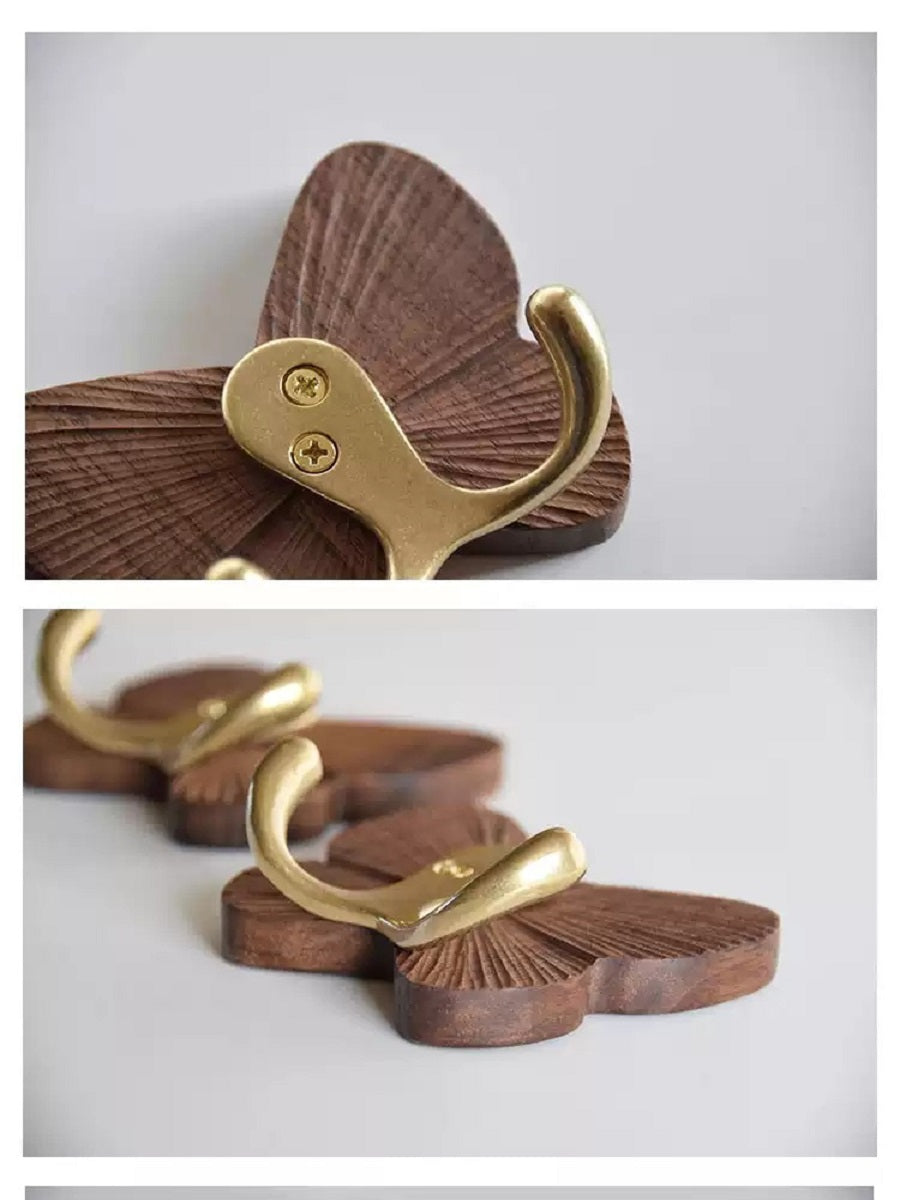 XMT Solid wood butterfly hook, made of black walnut and brass, handmade