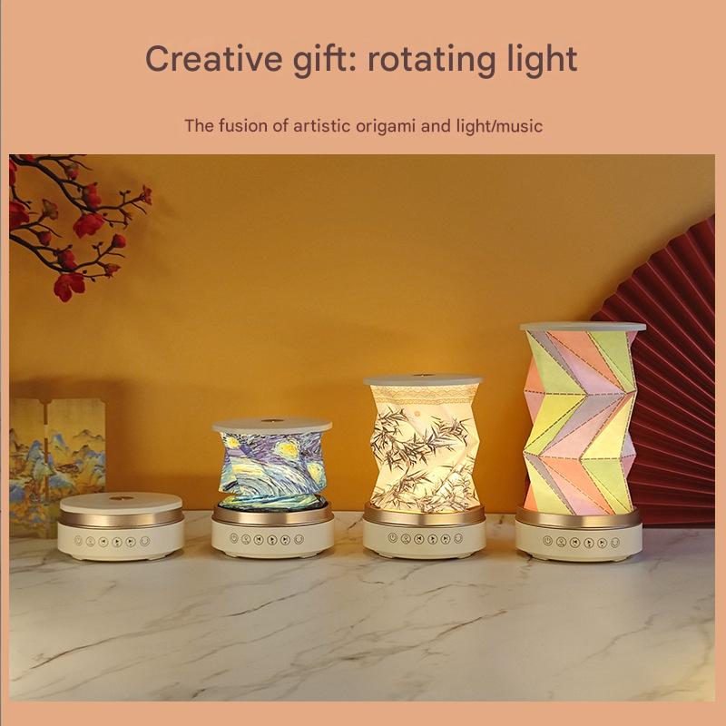 OBB LED folding night light, USB charging, rotating, with Bluetooth speaker, revolving lantern, cultural and creative gift