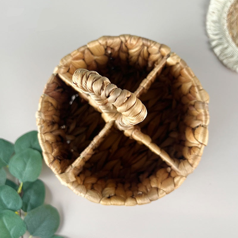 BGS Simple pastoral style gourd straw woven round portable small flower basket