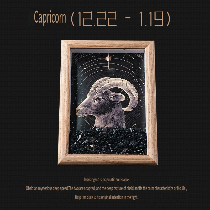 RYS Natural crystal gravel Twelve Constellations Photo frame decoration, crystal DIY hanging Artist Home Desktop Decoration