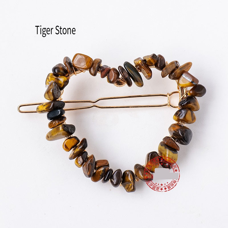 RYS Natural crystal gravel love hairpin, handmade diy winding one-word clip hair accessories