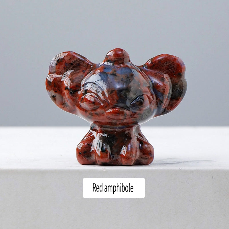 RYS Carved pieces of natural crystal gemstone Stitch, which can be used as ornaments or pendant gifts