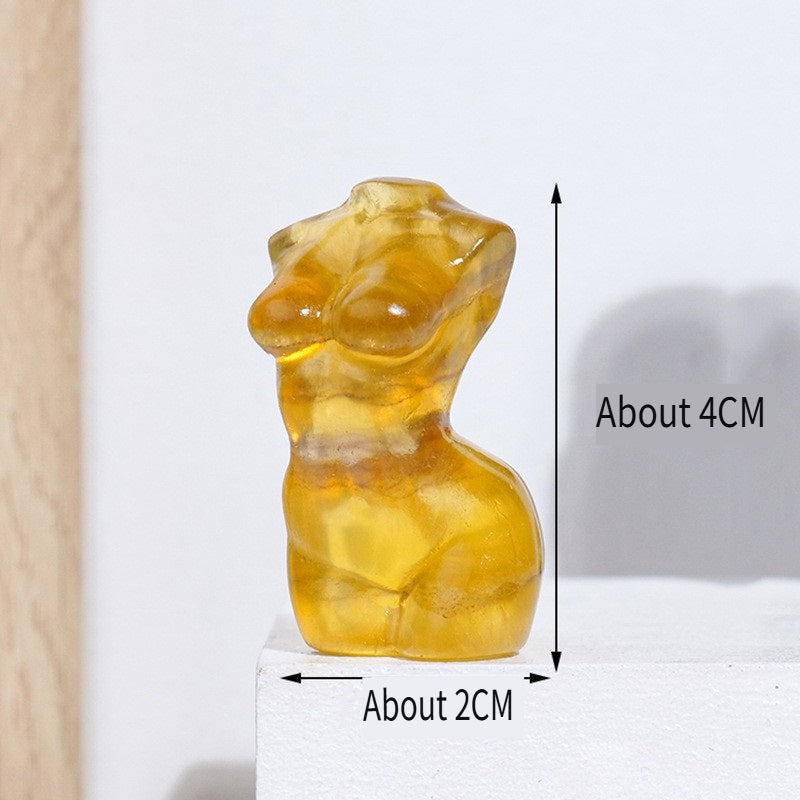 RYS Mini female model torso carved with natural crystal gems handicraft ornaments